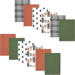 imageLuvable Friends Hudson Baby Flannel Burp Cloths 12pk SetWoodland Bloom