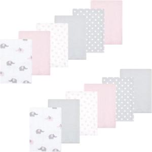 imageLuvable Friends Hudson Baby Flannel Burp Cloths 12pkElephant Serenity Pink
