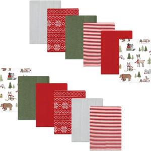 imageLuvable Friends Hudson Baby Flannel Burp Cloths 12pkHoliday Forest