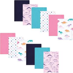imageLuvable Friends Hudson Baby Flannel Burp Cloths 12pkPink Dinosaur