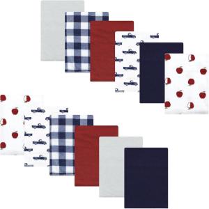 imageLuvable Friends Hudson Baby Flannel Burp Cloths 12pkRed Apple Orchard