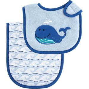 imageLuvable Friends Unisex Baby Bib and Burp Cloth Set Blue One SizeBlue