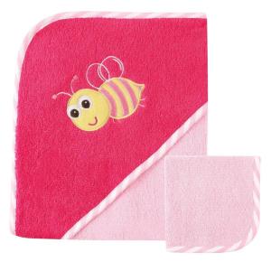 imageLuvable Friends Unisex Baby Cotton Hooded Towel and Washcloth Floral One SizeBee