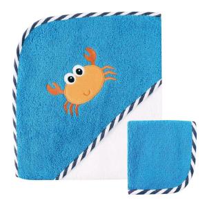 imageLuvable Friends Unisex Baby Cotton Hooded Towel and Washcloth Floral One SizeCrab