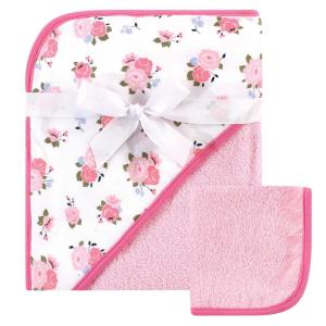 imageLuvable Friends Unisex Baby Cotton Hooded Towel and Washcloth Floral One SizeFloral