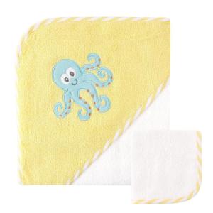 imageLuvable Friends Unisex Baby Cotton Hooded Towel and Washcloth Floral One SizeOctopus