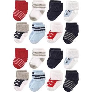 imageLuvable Friends Unisex Baby Cotton Rich Terry Socks 16PackRed Navy Sneakers
