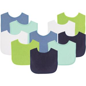 imageLuvable Friends Unisex Baby Cotton Terry BibsBoy Solid Green