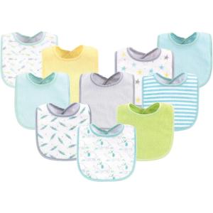 imageLuvable Friends Unisex Baby Cotton Terry BibsNeutral Elephant Stars