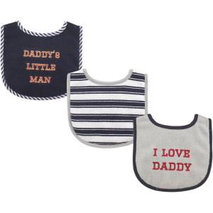 imageLuvable Friends Unisex Baby Cotton Terry Drooler Bibs with Fiber FillingBoy Daddy 3pack