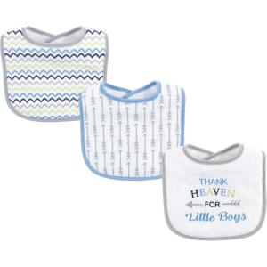 imageLuvable Friends Unisex Baby Cotton Terry Drooler Bibs with Fiber FillingBoy Thank Heaven
