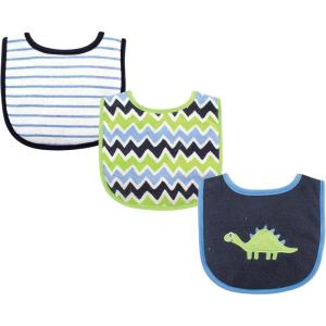 imageLuvable Friends Unisex Baby Cotton Terry Drooler Bibs with Fiber FillingDinosaur