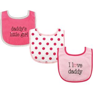 imageLuvable Friends Unisex Baby Cotton Terry Drooler Bibs with Fiber FillingGirl Daddy 3pack