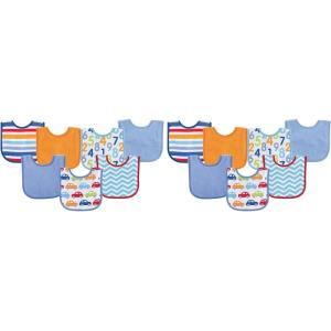 imageLuvable Friends Unisex Baby Cotton Terry Drooler Bibs with PEVA BackBlue Car