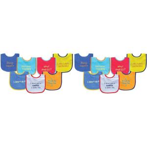 imageLuvable Friends Unisex Baby Cotton Terry Drooler Bibs with PEVA BackBlue Food