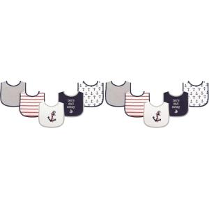 imageLuvable Friends Unisex Baby Cotton Terry Drooler Bibs with PEVA BackBoy Nautical