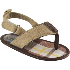 imageLuvable Friends Unisex Baby Crib ShoesTan Plaid Sandal