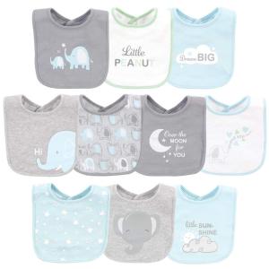 imageLuvable Friends Unisex Baby Interlock Cotton Drooler Bibs Boy Basic Elephant One SizeBoy Basic Elephant