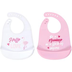 imageLuvable Friends Unisex Baby Silicone BibsFlamingo Love