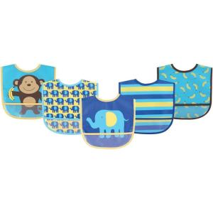 imageLuvable Friends Unisex BabyWaterproof PEVA BibsBlue Monkey