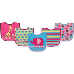 imageLuvable Friends Unisex BabyWaterproof PEVA BibsPink Giraffe