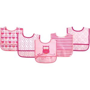 imageLuvable Friends Unisex BabyWaterproof PEVA BibsPink Owl
