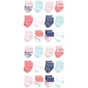 imageLuvable Friends Unisex Cotton Rich Baby Terry Socks 24PackCoral Mint Stripe