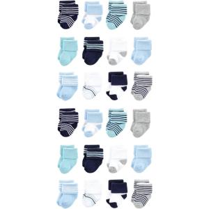 imageLuvable Friends Unisex Cotton Rich Baby Terry Socks 24PackMint Navy Stripes