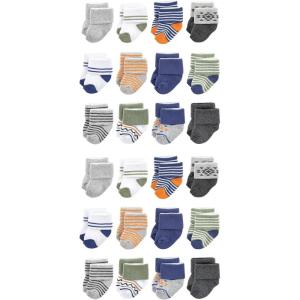 imageLuvable Friends Unisex Cotton Rich Baby Terry Socks 24PackOrange Blue Stripe