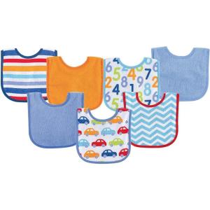 imageLuvable Friends unisexbaby Cotton Terry Drooler Bibs With Peva BackBlue Car