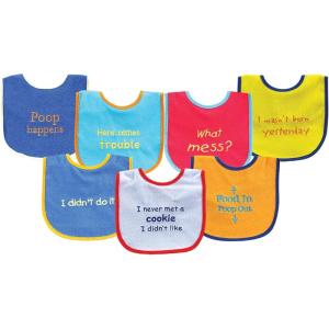 imageLuvable Friends unisexbaby Cotton Terry Drooler Bibs With Peva BackBlue Food