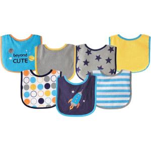 imageLuvable Friends unisexbaby Cotton Terry Drooler Bibs With Peva BackBlue Rocket
