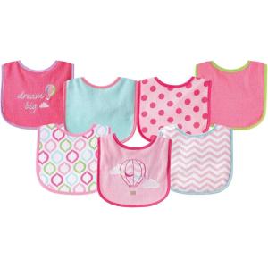 imageLuvable Friends unisexbaby Cotton Terry Drooler Bibs With Peva BackPink Balloon