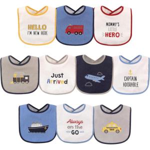 imageLuvable Friends unisexbaby Cotton Terry Drooler Bibs With Peva BackTransportation