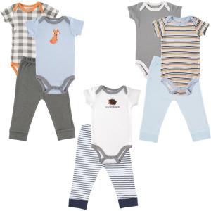 imageLuvable Friends 5 Bodysuits ampamp 3 Pants Outfit Set Blue ampamp Gray 03 MonthsBlue  Gray