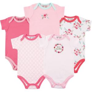 imageLuvable Friends Baby Girls Cotton BodysuitsPink Floral