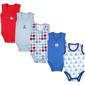 imageLuvable Friends Unisex Baby Cotton Sleeveless BodysuitsBlue