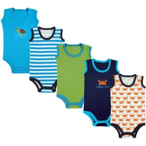 imageLuvable Friends Unisex Baby Cotton Sleeveless BodysuitsCrab