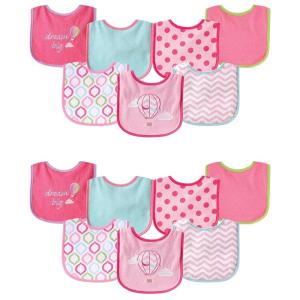 imageLuvable Friends Unisex Baby Cotton Terry Drooler Bibs with PEVA Back Pink Balloon 14Piece One SizePink Balloon 14piece