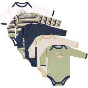 imageLuvable Friends babygirls Cotton Longsleeve BodysuitsDinosaur