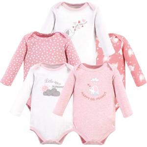 imageLuvable Friends babygirls Cotton Longsleeve BodysuitsGirl Basic Elephant