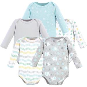 imageLuvable Friends babygirls Cotton Longsleeve BodysuitsUnisex Basic Elephant