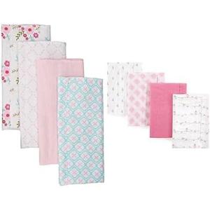 imageLuvable Friends Girl Cotton Flannel Burp Cloth 8Pack Rainbow LoveFloral Bird