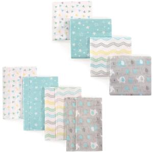 imageLuvable Friends Unisex Baby Cotton Flannel Burp Cloths and Receiving Blankets 8Piece Pink Dots One SizeBasic Elephant