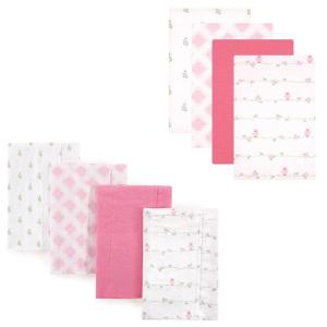 imageLuvable Friends Unisex Baby Cotton Flannel Burp Cloths and Receiving Blankets 8Piece Pink Dots One SizeBird
