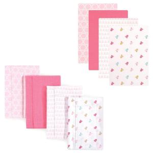 imageLuvable Friends Unisex Baby Cotton Flannel Burp Cloths and Receiving Blankets 8Piece Pink Dots One SizeBirdies