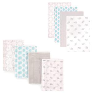 imageLuvable Friends Unisex Baby Cotton Flannel Burp Cloths and Receiving Blankets 8Piece Pink Dots One SizeElephant