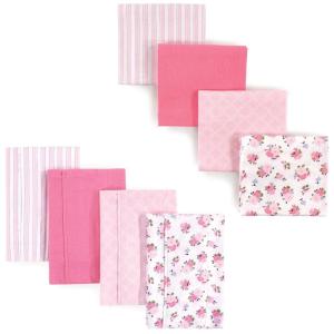 imageLuvable Friends Unisex Baby Cotton Flannel Burp Cloths and Receiving Blankets 8Piece Pink Dots One SizeGarden