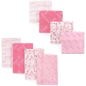 imageLuvable Friends Unisex Baby Cotton Flannel Burp Cloths and Receiving Blankets 8Piece Pink Dots One SizeLove