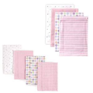 imageLuvable Friends Unisex Baby Cotton Flannel Burp Cloths and Receiving Blankets 8Piece Pink Dots One SizePink Dots